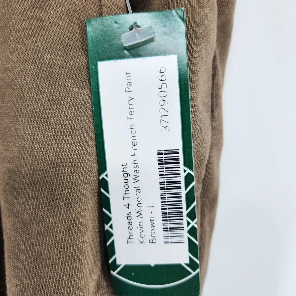 Threads 4 Thought Men's Brown Large Kevin Mineral‎ Wash French Terry Pants NWT